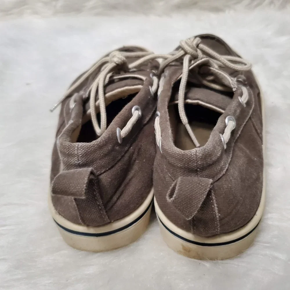 Y2K Mens Faded Glory Canvas Boat Shoes, Slip Ons, Deck Shoes, 8